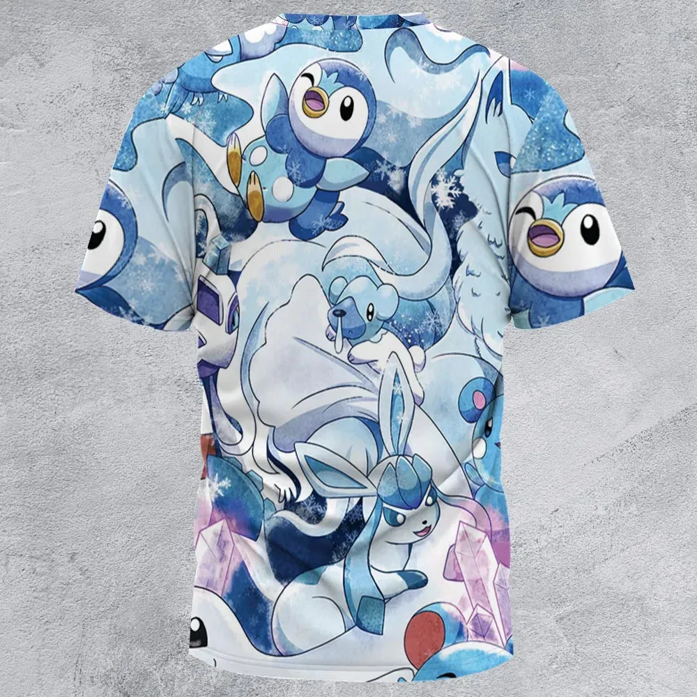 Winter Friends Pokemon Pattern All-Over Print Unisex T-Shirt - 3