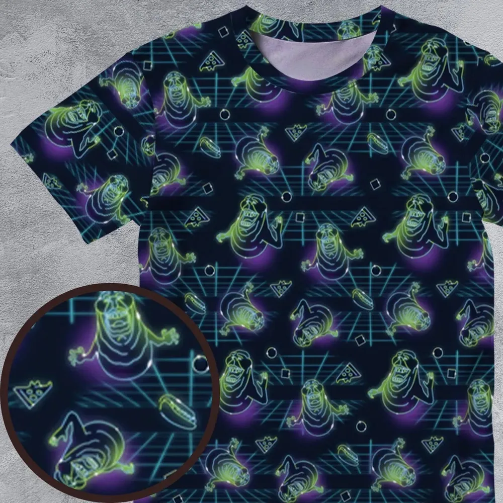 The Real Ghostbusters Slimer Classics Retro All-Over Print Unisex T-Shirt - 4