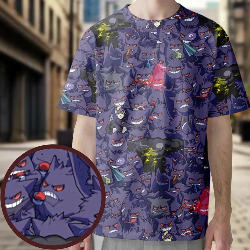 Gengars Pokemon Pattern All-Over Print Unisex T-Shirt - 3