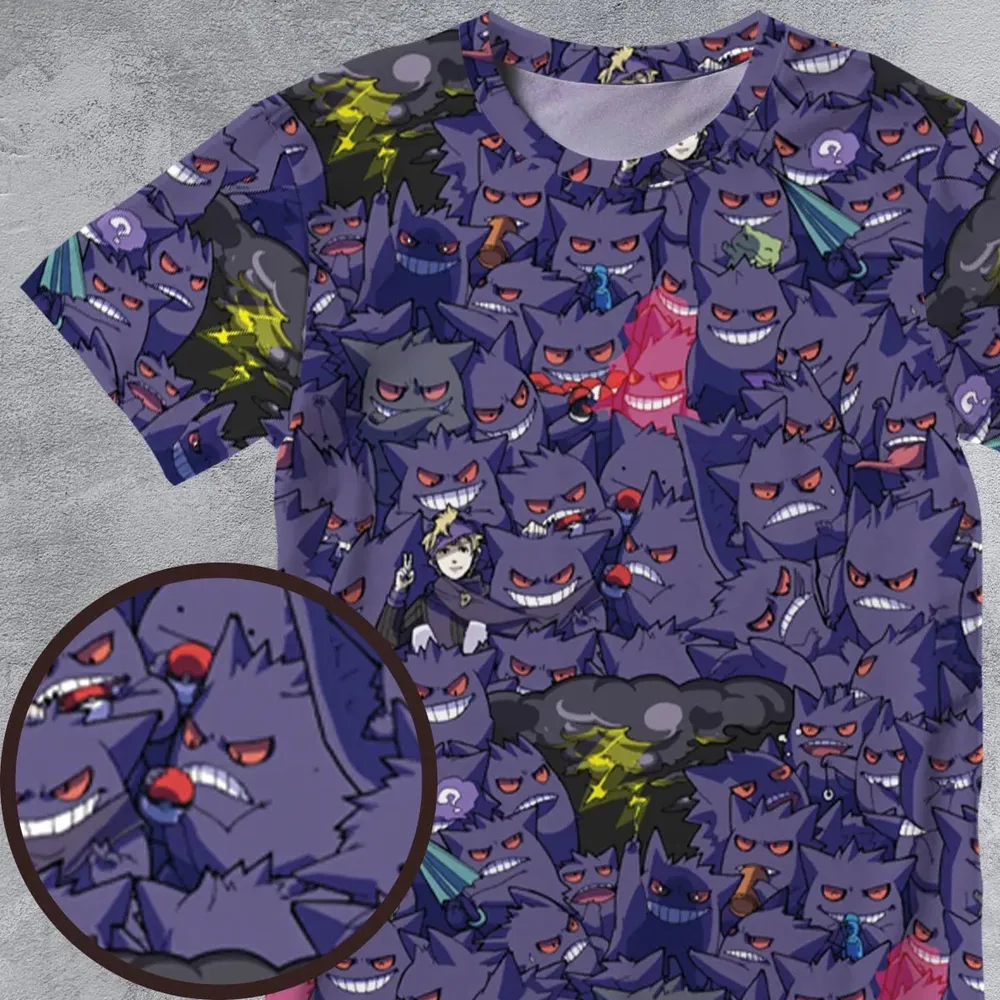 Gengars Pokemon Pattern All-Over Print Unisex T-Shirt - 4