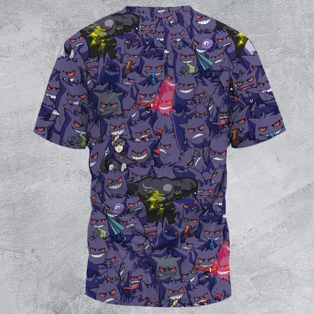 Gengars Pokemon Pattern All-Over Print Unisex T-Shirt - 2