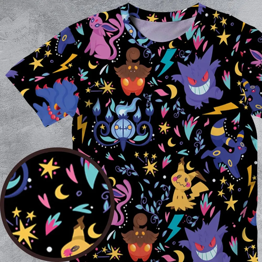 Ghost Buddies Cottagecore Pokemon Patterns All-Over Print Unisex T-Shirt - 4