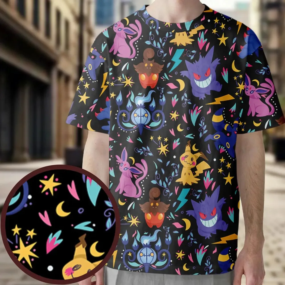 Ghost Buddies Cottagecore Pokemon Patterns All-Over Print Unisex T-Shirt - 3