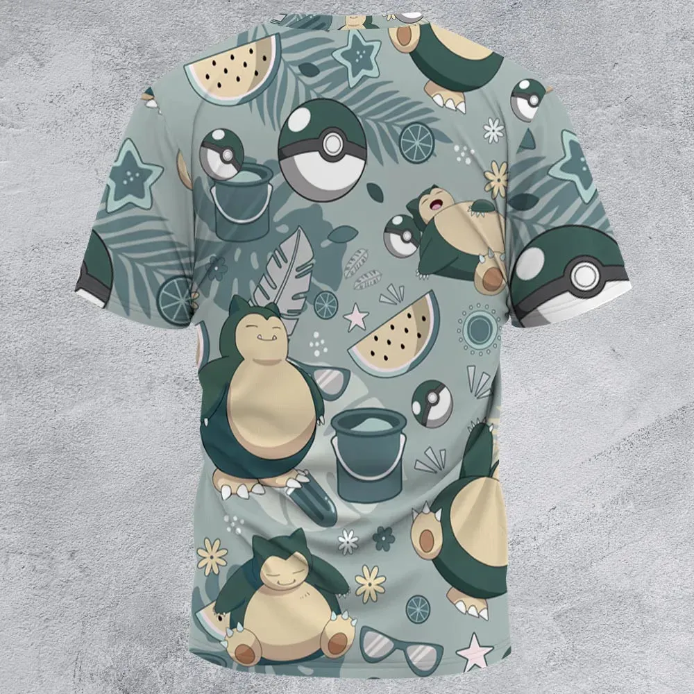 Summer Relax Snorlax Pokemon All-Over Print Unisex T-Shirt - 3