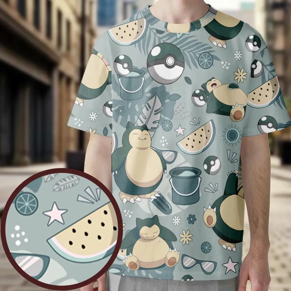 Summer Relax Snorlax Pokemon All-Over Print Unisex T-Shirt - 4