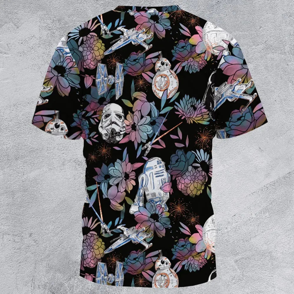 Floral Wars Dark Side Star Wars Pattern All-Over Print Unisex T-Shirt - 2