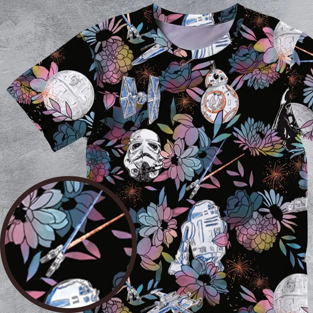 Floral Wars Dark Side Star Wars Pattern All-Over Print Unisex T-Shirt - 4