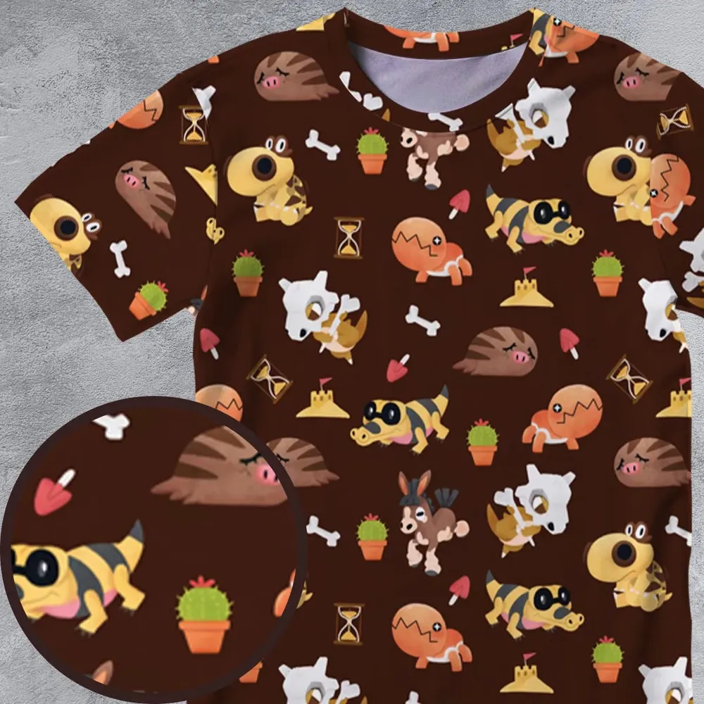 Ground Type Pokemon Pattern All-Over Print Unisex T-Shirt - 4