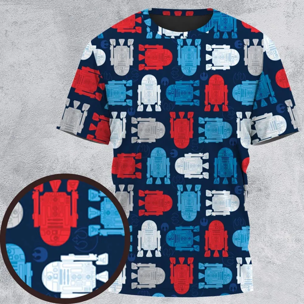 R2-D2 Star Wars 4th of July Pattern All-Over Print Unisex T-Shirt - 2