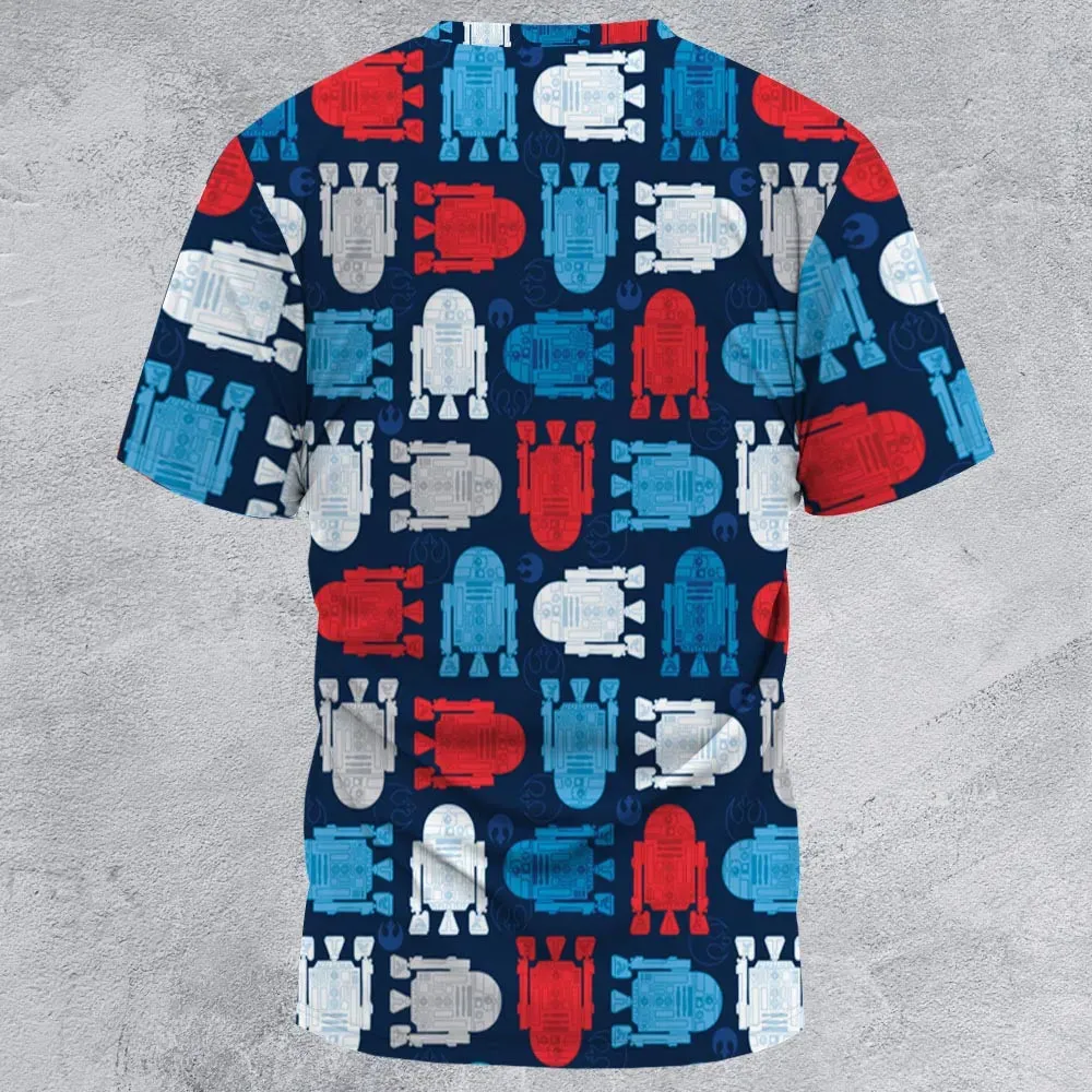 R2-D2 Star Wars 4th of July Pattern All-Over Print Unisex T-Shirt - 3
