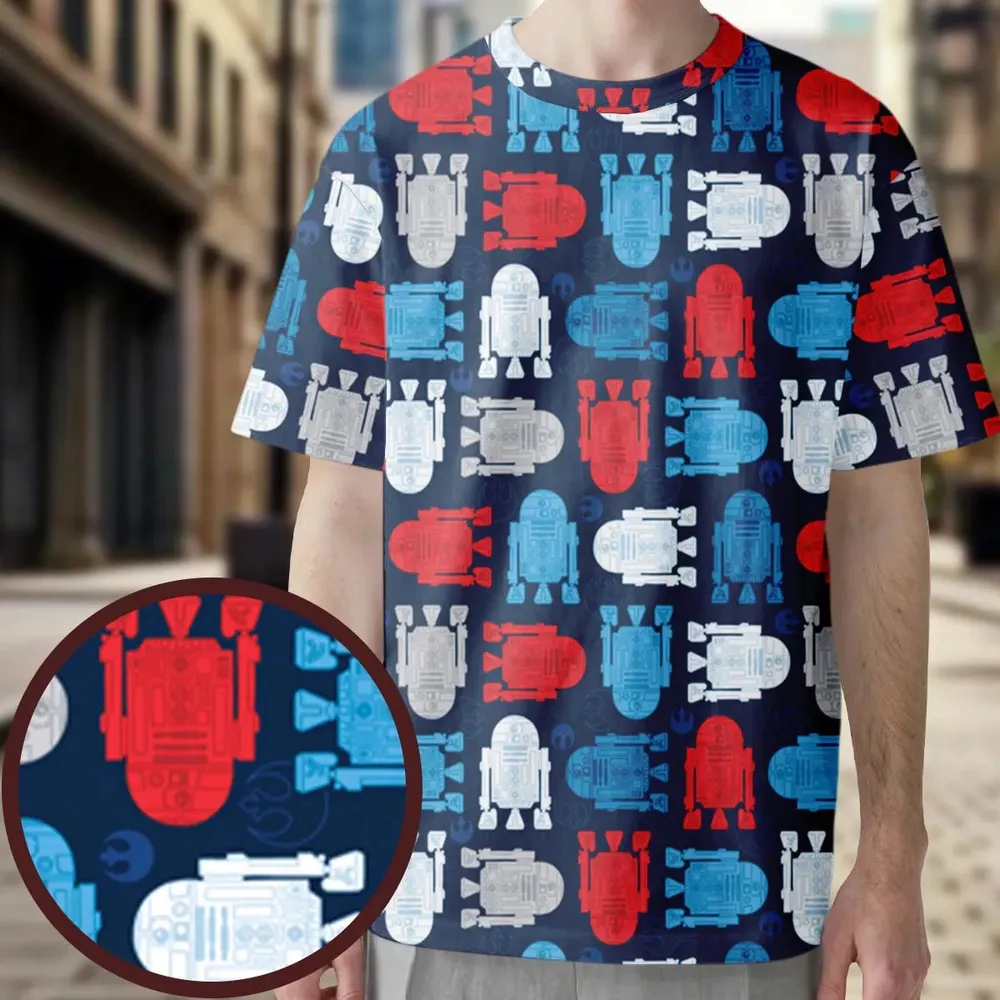 R2-D2 Star Wars 4th of July Pattern All-Over Print Unisex T-Shirt - 4