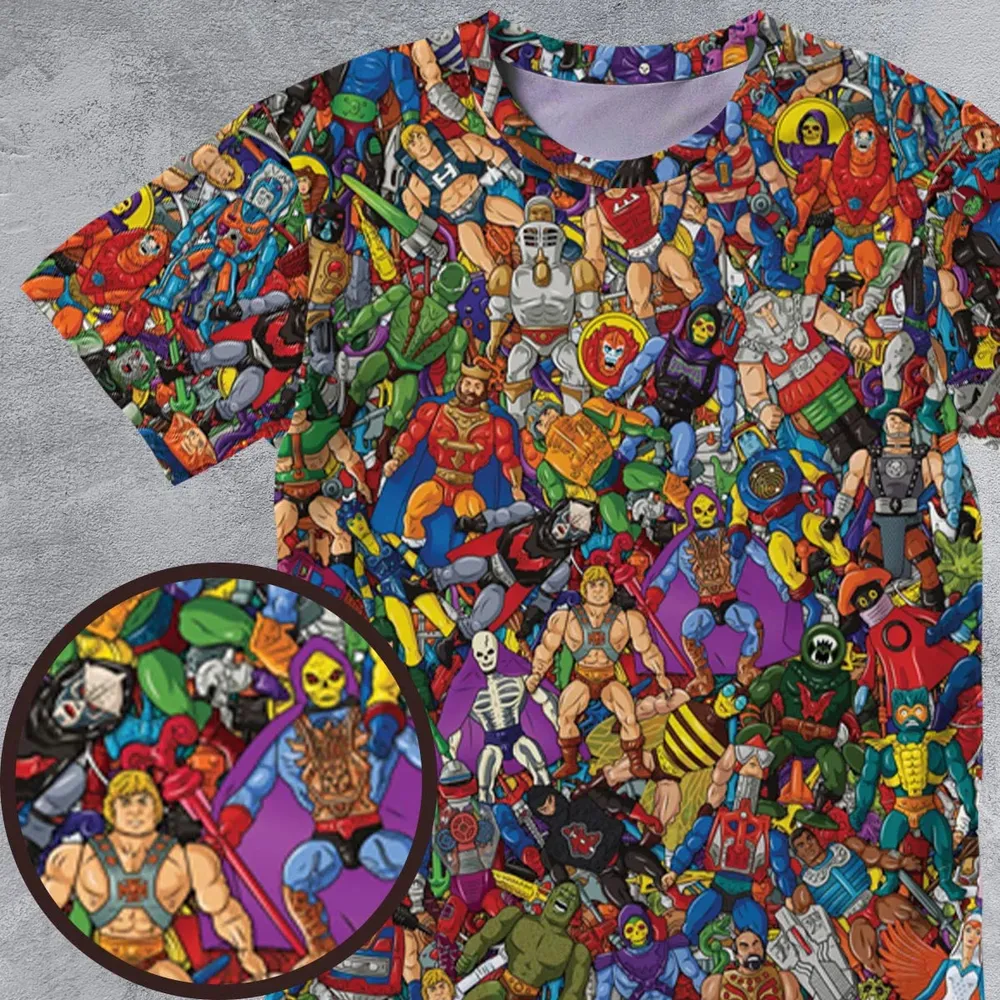 MOTU's Characters Figure Pattern He-man and The Masters of The Universe All-Over Print Unisex T-Shirt - 4