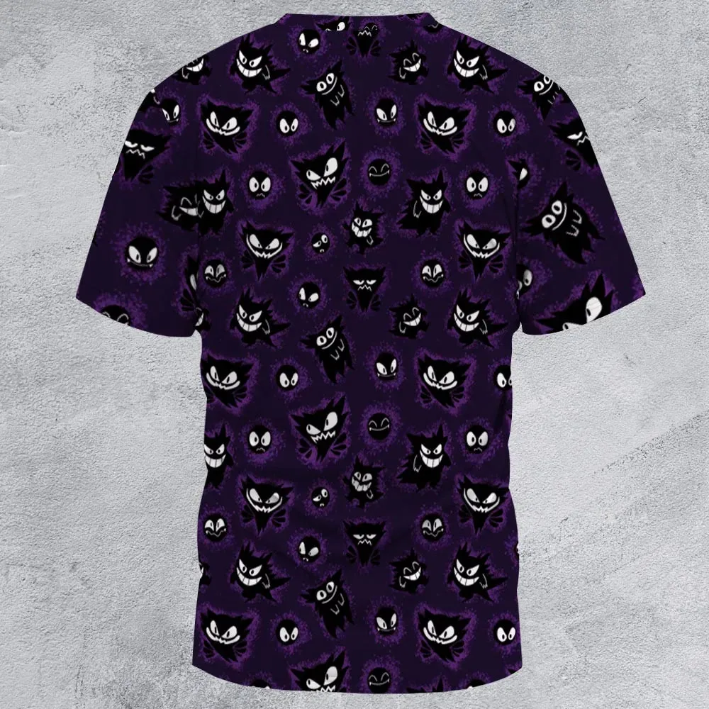 Gastly Haunter and Gengar Pokemon Pattern All-Over Print Unisex T-Shirt - 2