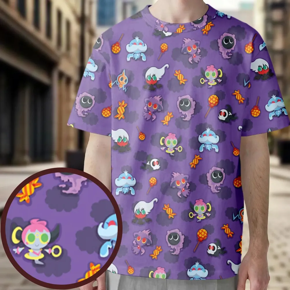 Team Purple Pokemon Pattern All-Over Print Unisex T-Shirt - 3