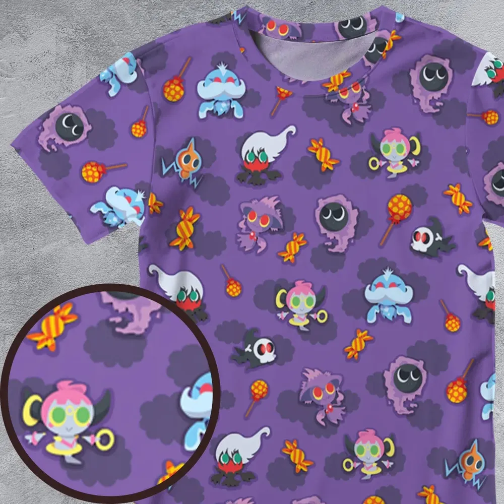 Team Purple Pokemon Pattern All-Over Print Unisex T-Shirt - 4