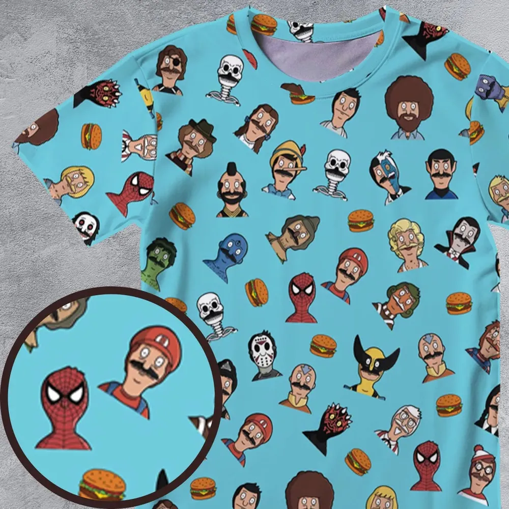 Many Faces of Bob's Burger All-Over Print Unisex T-Shirt - 4