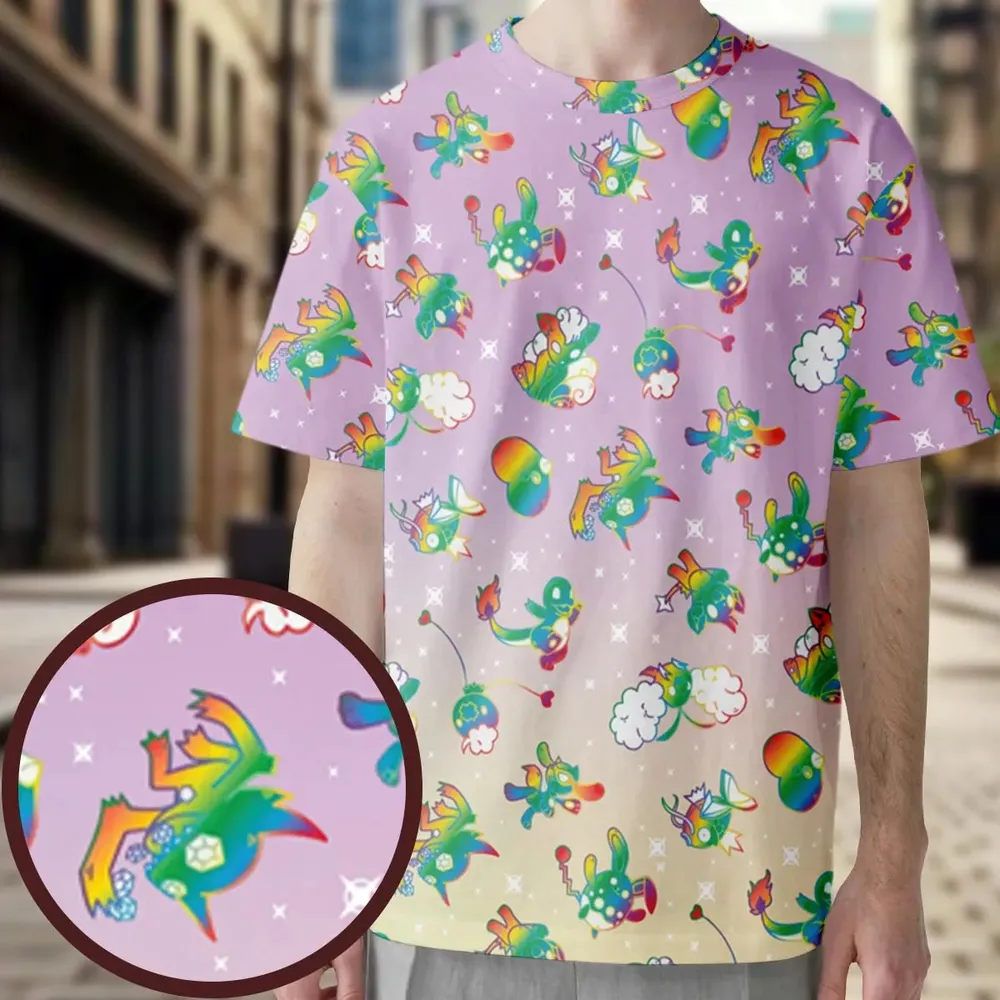 Rainbow Pokemon Pattern All-Over Print Unisex T-Shirt - 4