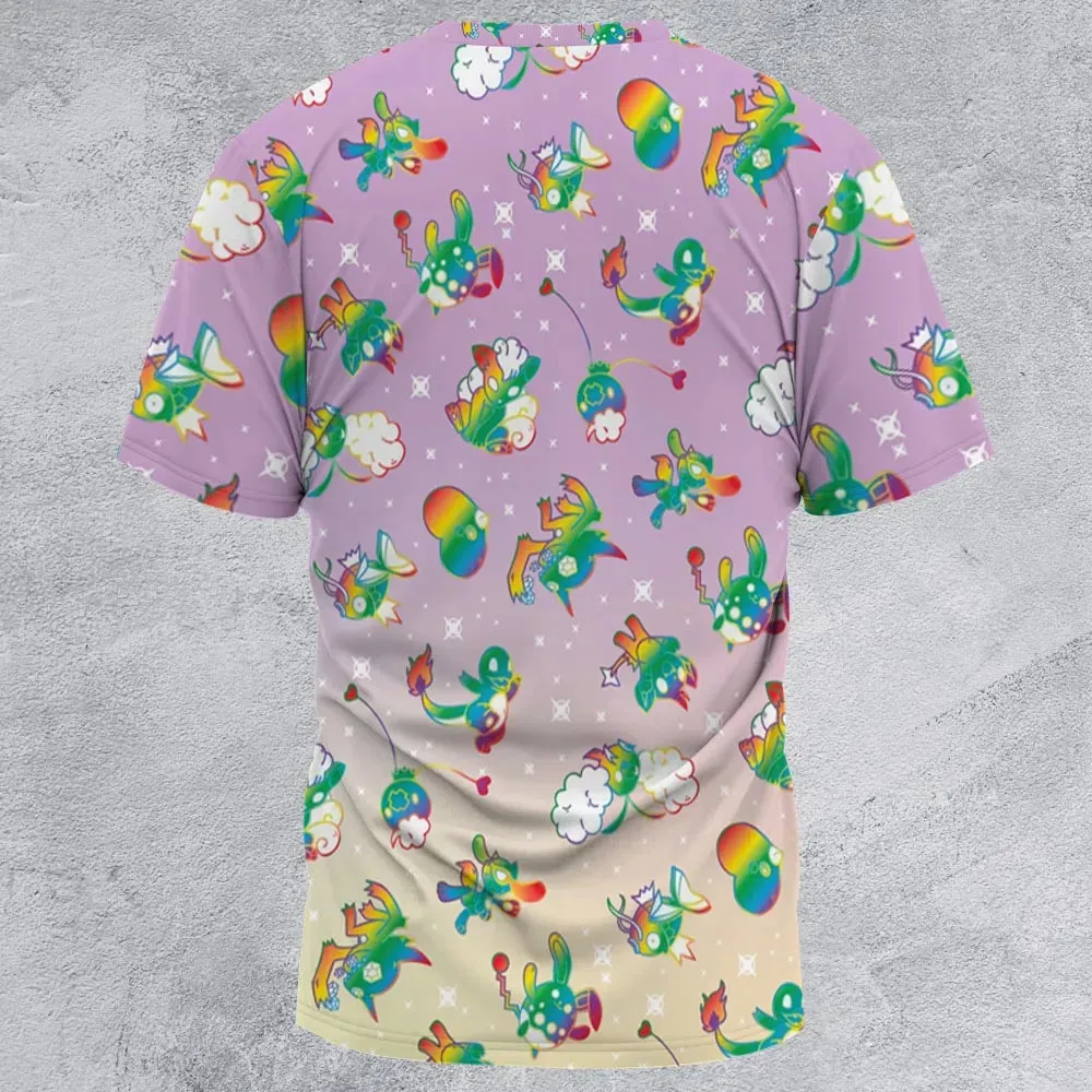 Rainbow Pokemon Pattern All-Over Print Unisex T-Shirt - 3
