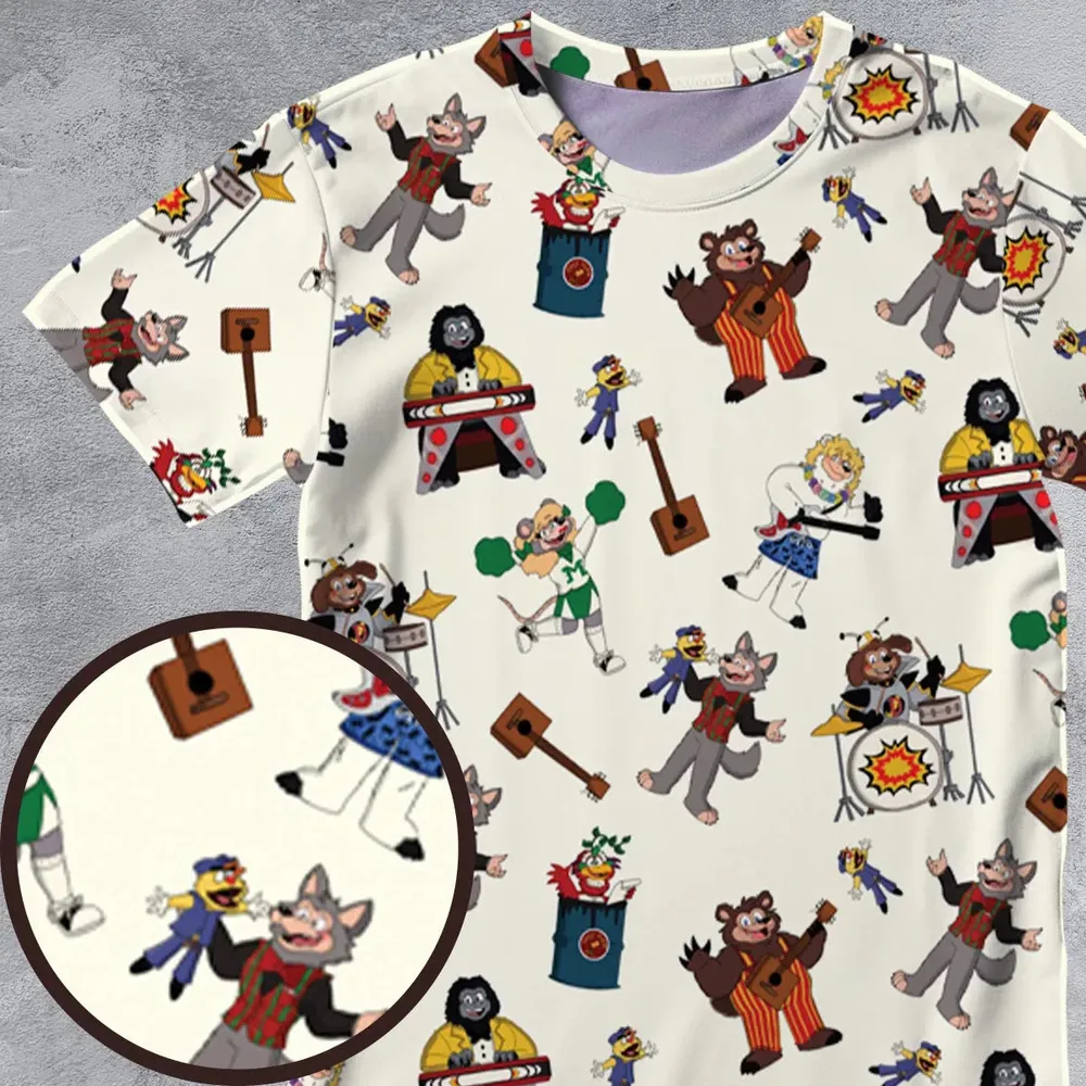 The Rock-afire Explosion Pattern All-Over Print Unisex T-Shirt - 4