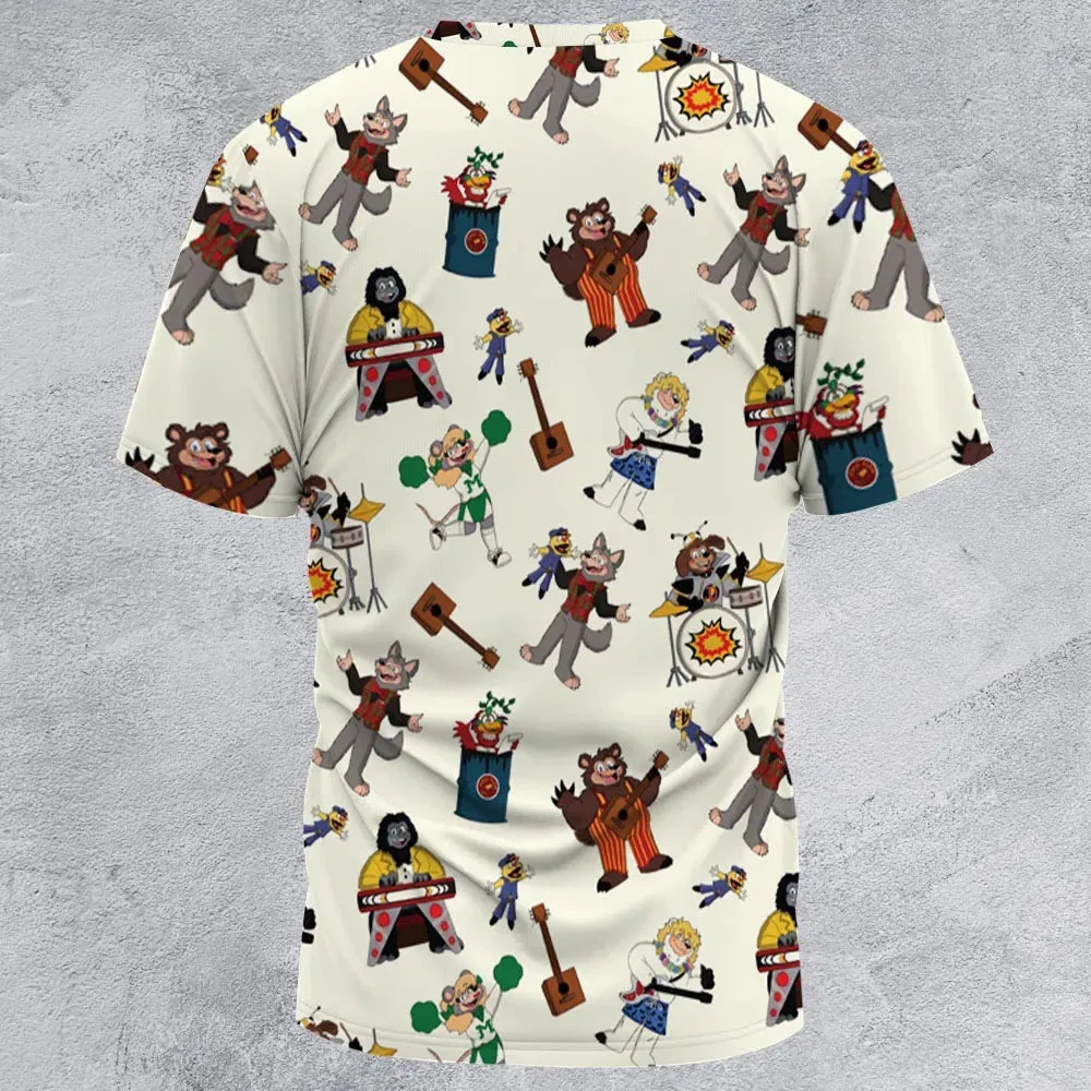 The Rock-afire Explosion Pattern All-Over Print Unisex T-Shirt - 3