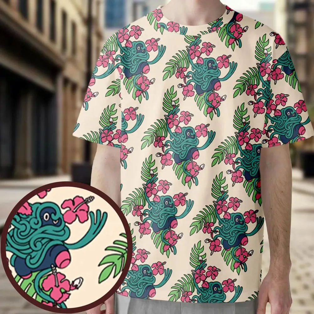 Tropical Tangrowth Pokemon All-Over Print Unisex T-Shirt - 3