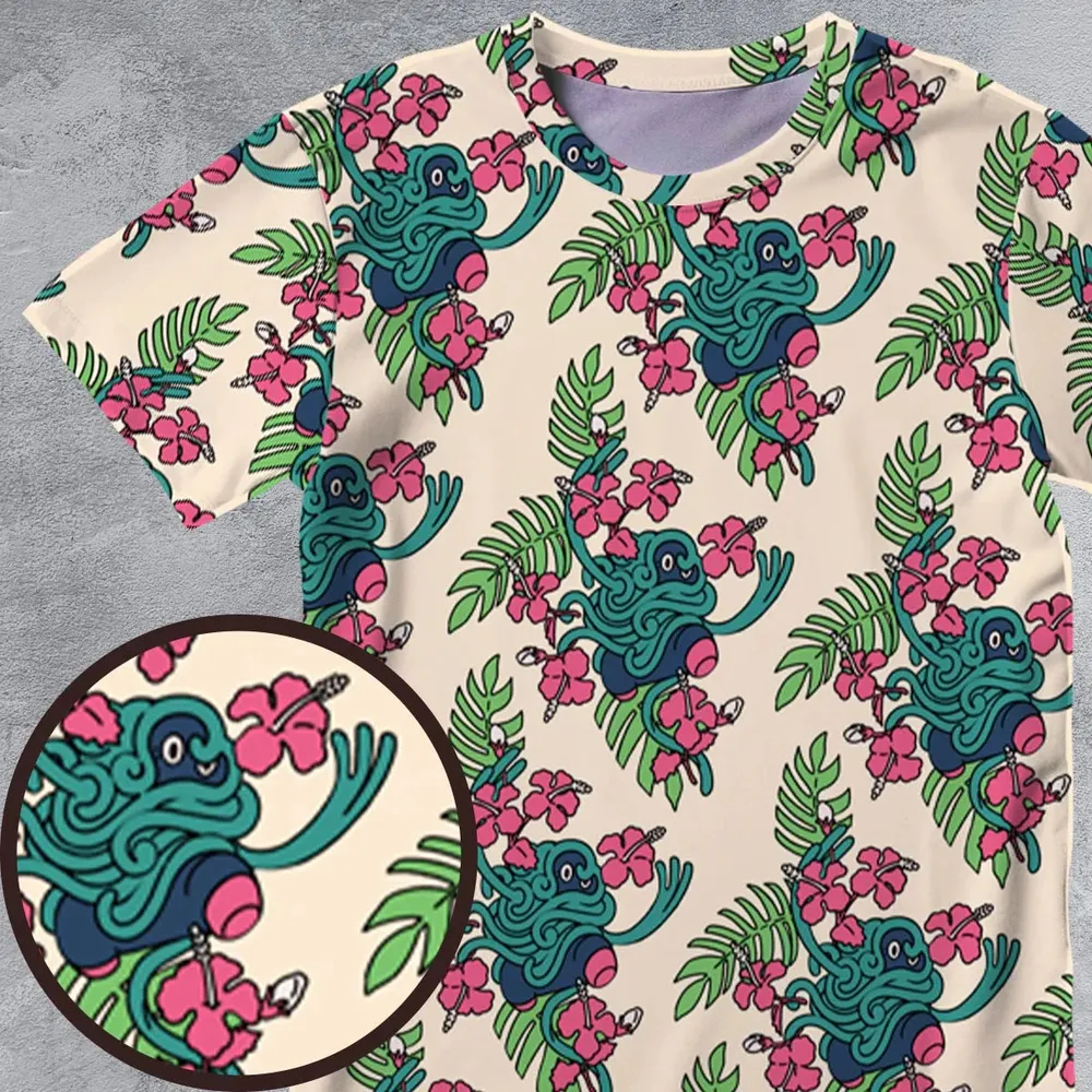 Tropical Tangrowth Pokemon All-Over Print Unisex T-Shirt - 4
