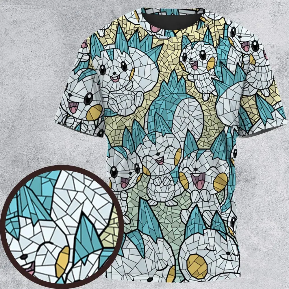 Pachirisu Stained Glass Pokemon All-Over Print Unisex T-Shirt - 2