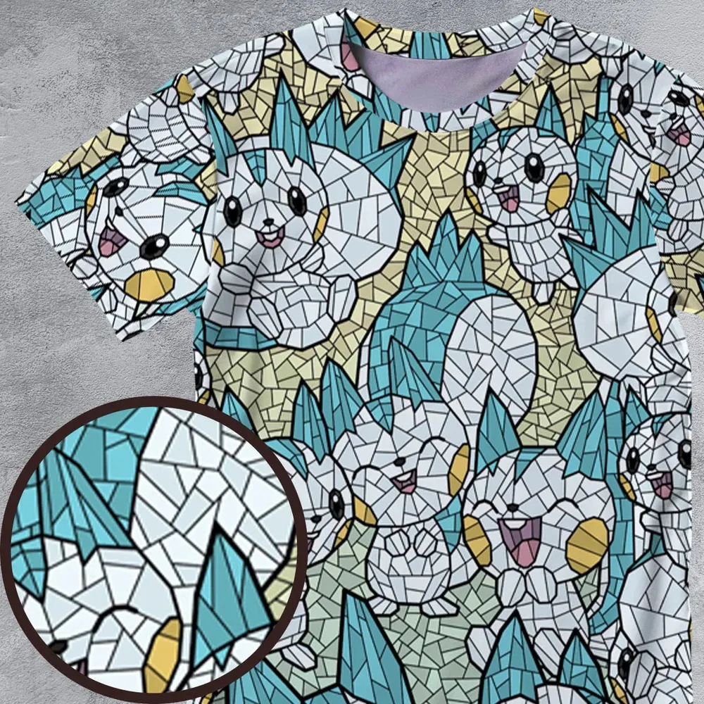 Pachirisu Stained Glass Pokemon All-Over Print Unisex T-Shirt - 4