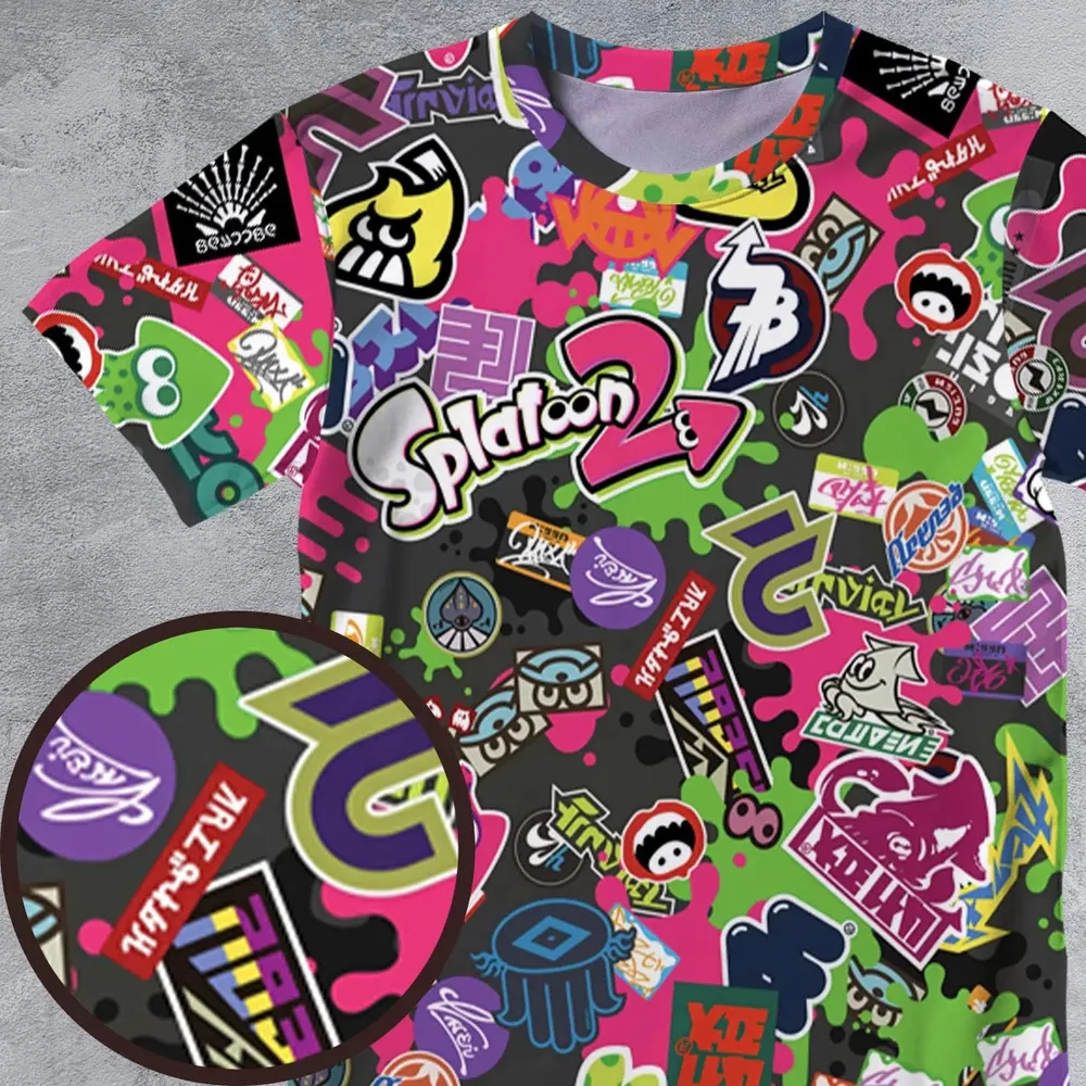 Splatoon Video Game Pattern All-Over Print Unisex T-Shirt - 4