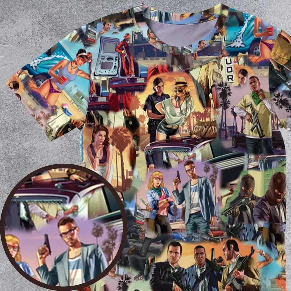 GTA Grand Theft Auto Scenes All-Over Print Unisex T-Shirt - 4