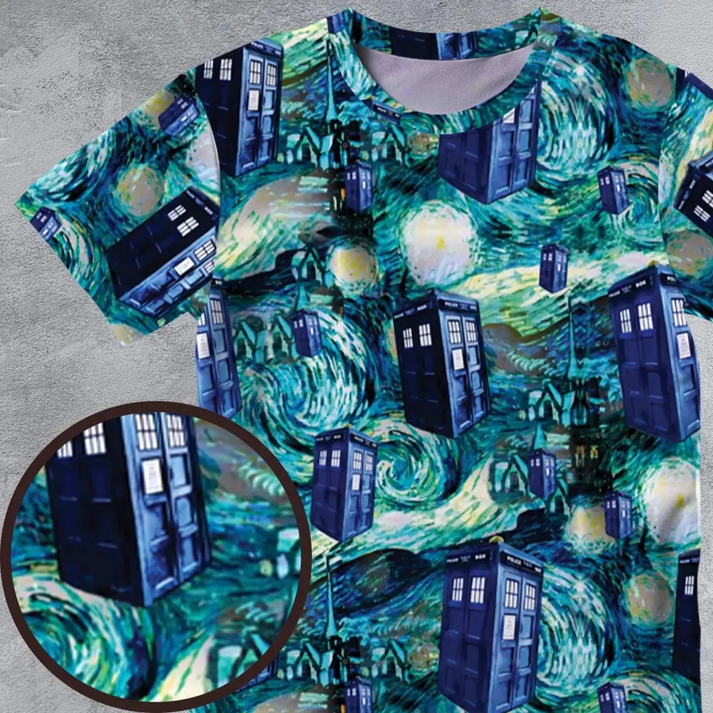 Tardis Starry Night Doctor Who All-Over Print Unisex T-Shirt - 4