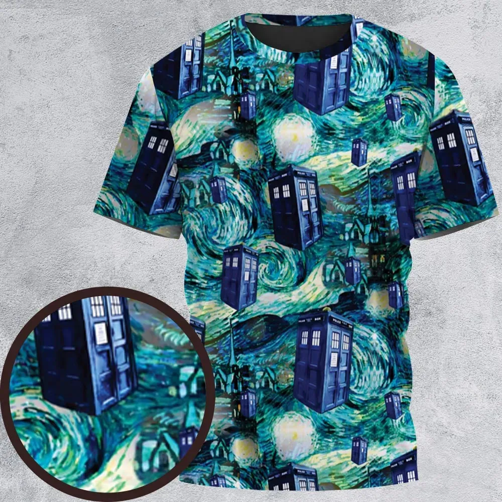 Tardis Starry Night Doctor Who All-Over Print Unisex T-Shirt - 2