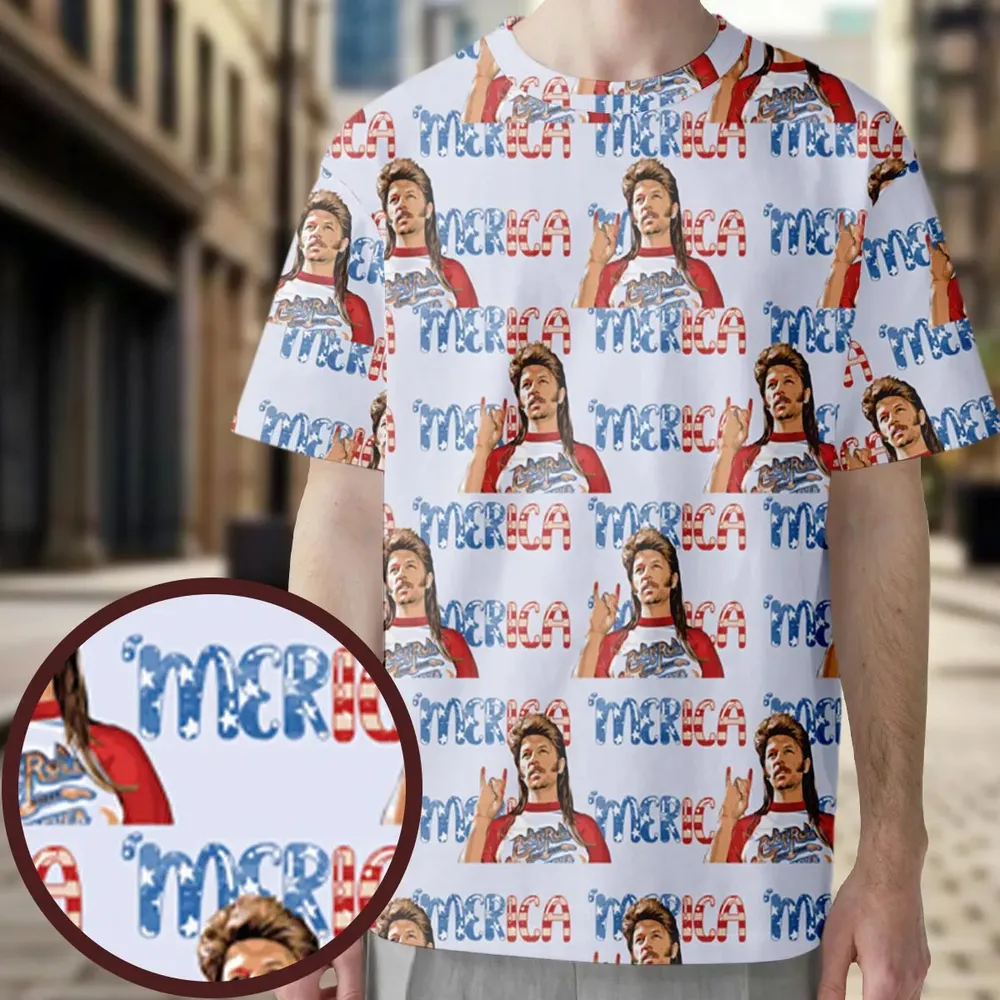 Joe Dirt 'Merica 4th Of July Pattern All-Over Print Unisex T-Shirt - 3