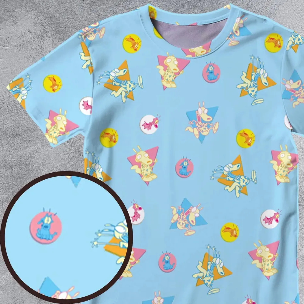 Rocko and Spunky Pattern Rocko's Modern Life All-Over Print Unisex T-Shirt - 4