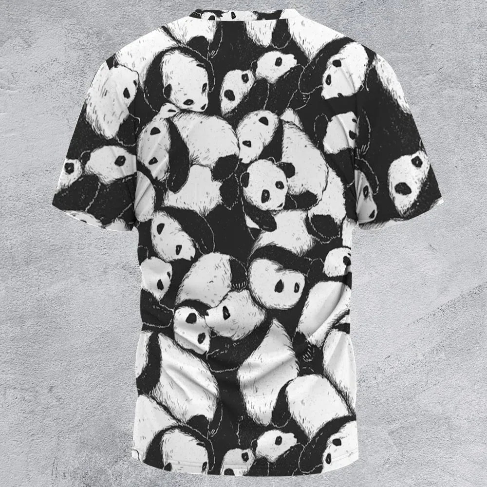 Lazy Day Panda Pattern All-Over Print Unisex T-Shirt - 3