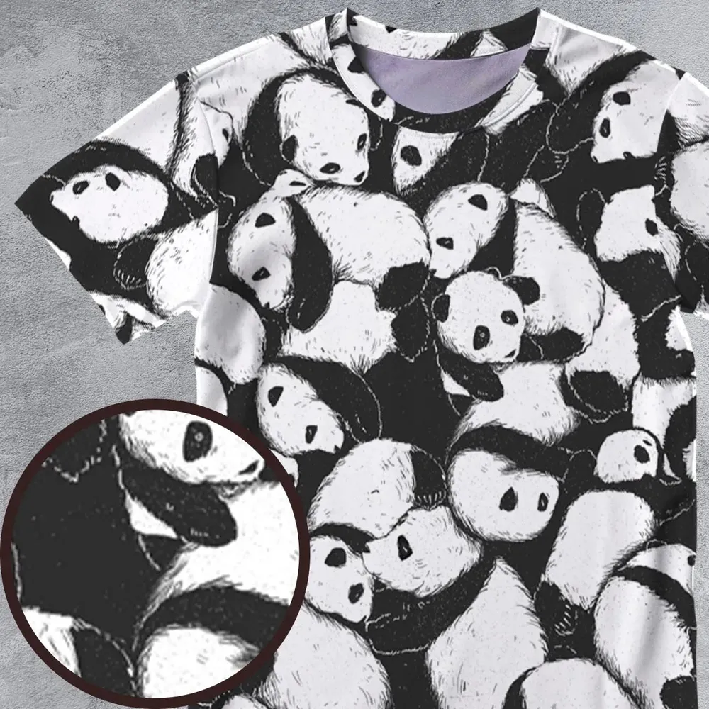 Lazy Day Panda Pattern All-Over Print Unisex T-Shirt - 4