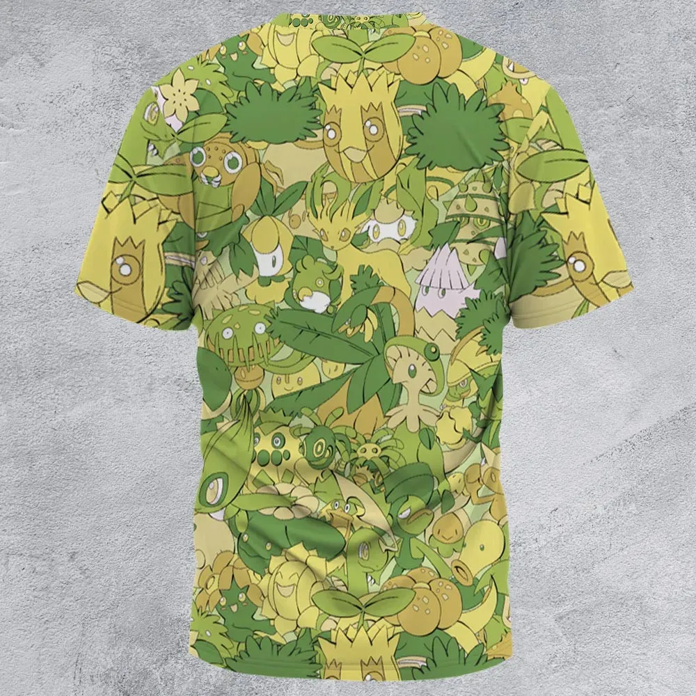 Grass Pokemon Pattern All-Over Print Unisex T-Shirt - 3
