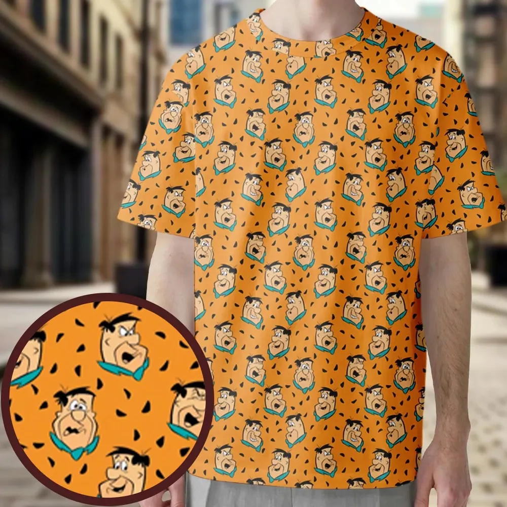 Fred Flintstone Expressions Pattern All-Over Print Unisex T-Shirt - 3