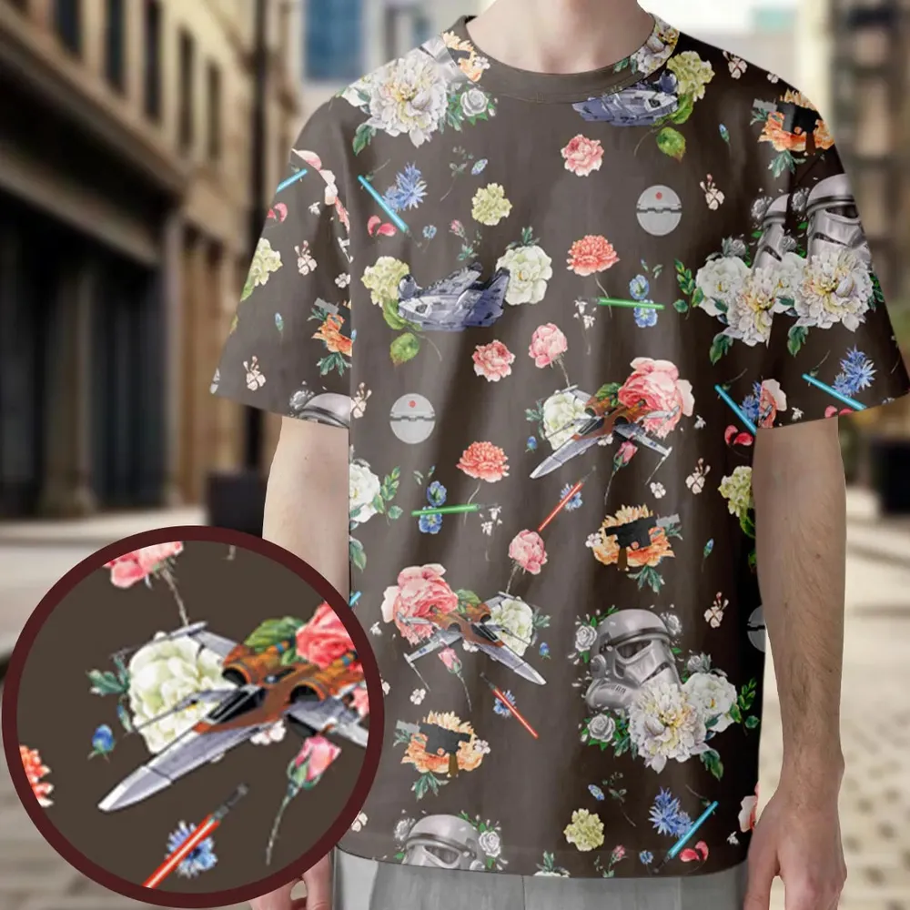 Stormtrooper Flower Vintage Pattern All-Over Print Unisex T-Shirt - 3