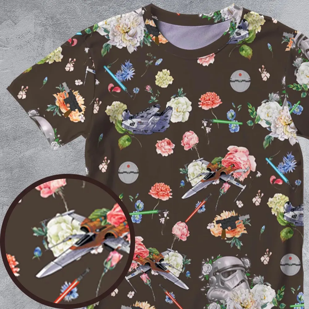 Stormtrooper Flower Vintage Pattern All-Over Print Unisex T-Shirt - 4