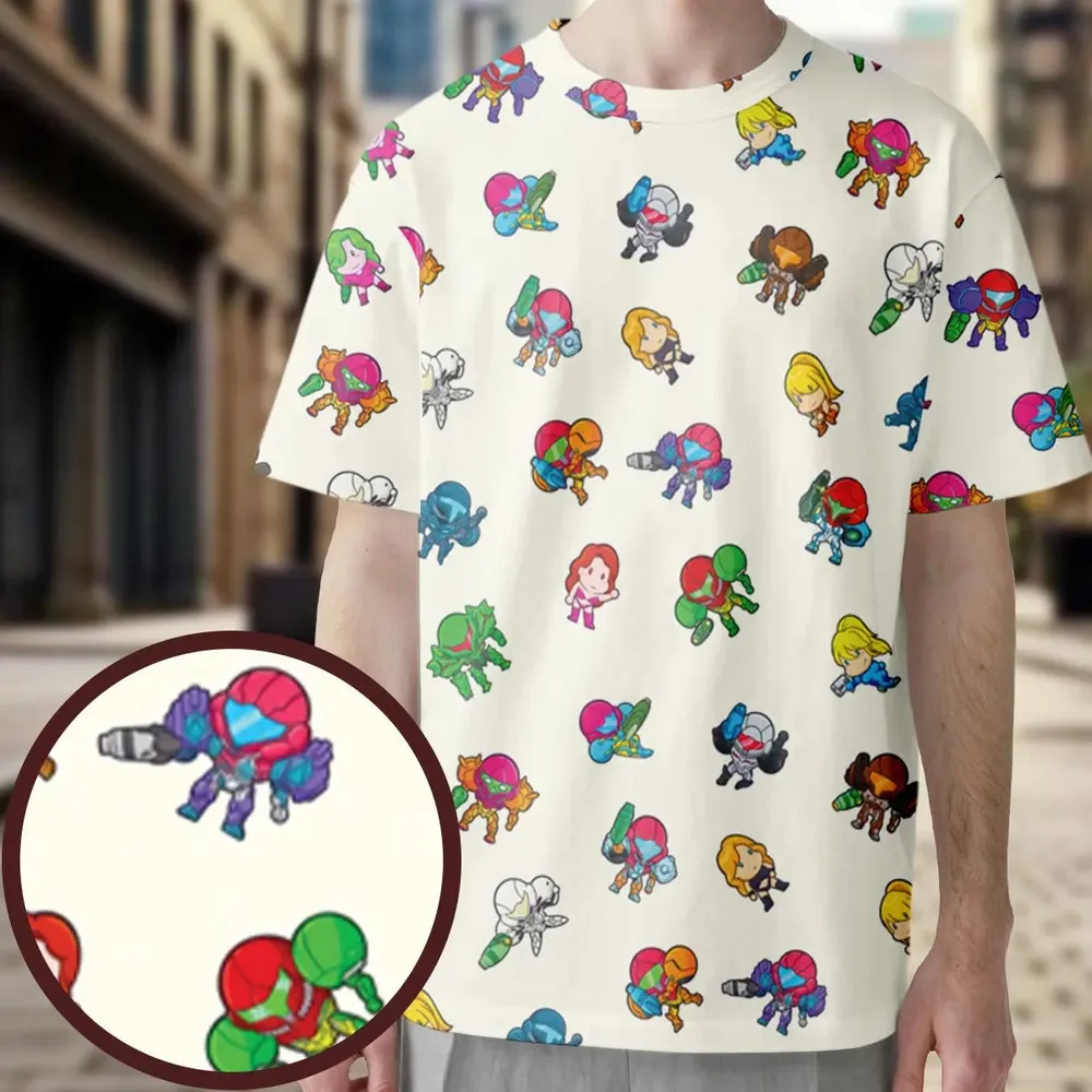 The Many Suits Of Samus Metroid Pattern All-Over Print Unisex T-Shirt - 3