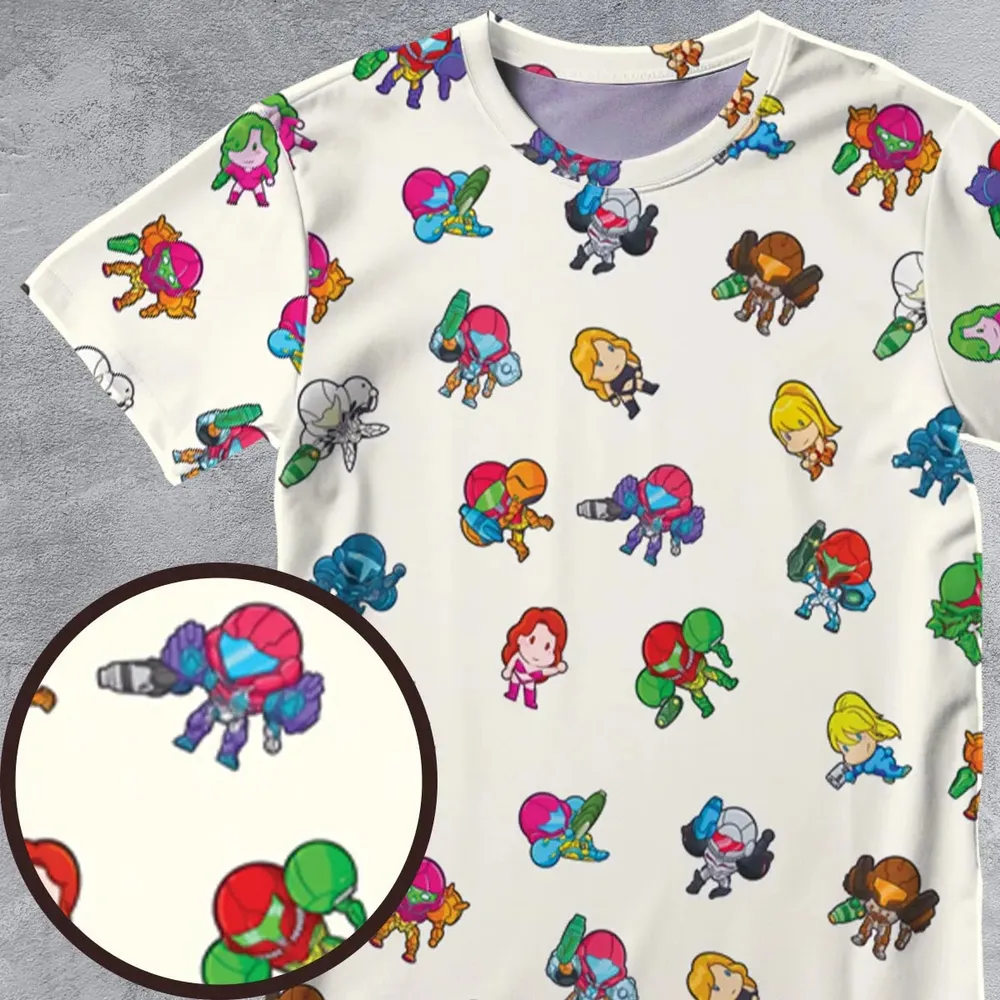 The Many Suits Of Samus Metroid Pattern All-Over Print Unisex T-Shirt - 4