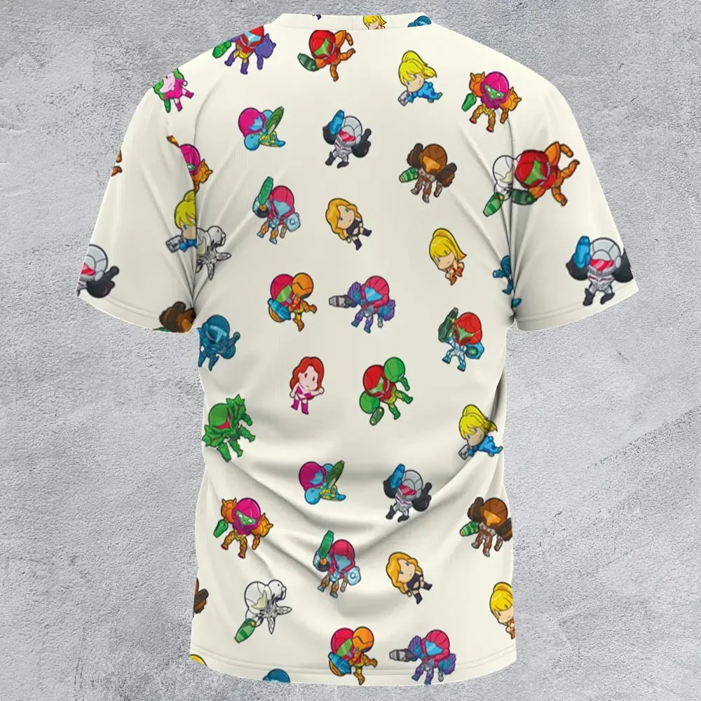The Many Suits Of Samus Metroid Pattern All-Over Print Unisex T-Shirt - 2