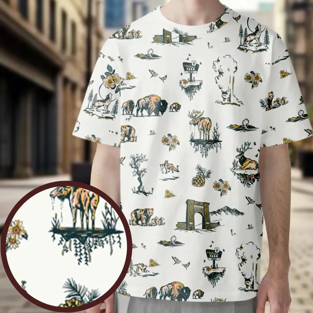 Yellowstone National Park Pattern All-Over Print Unisex T-Shirt - 3