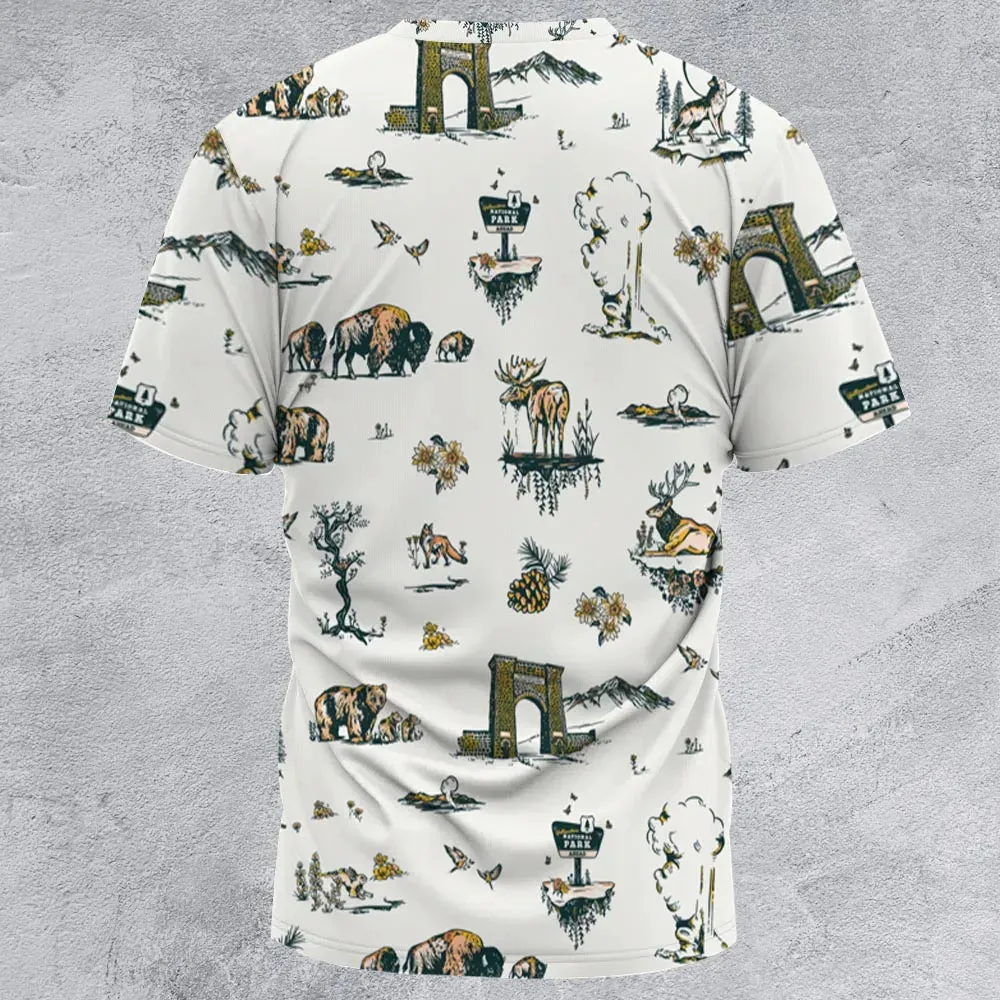 Yellowstone National Park Pattern All-Over Print Unisex T-Shirt - 2