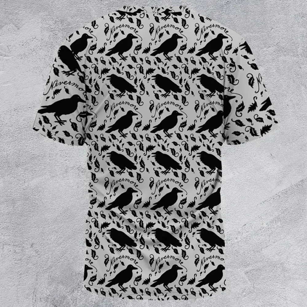 Nevermore The Raven Edgar Allan Poe Pattern All-Over Print Unisex T-Shirt - 3