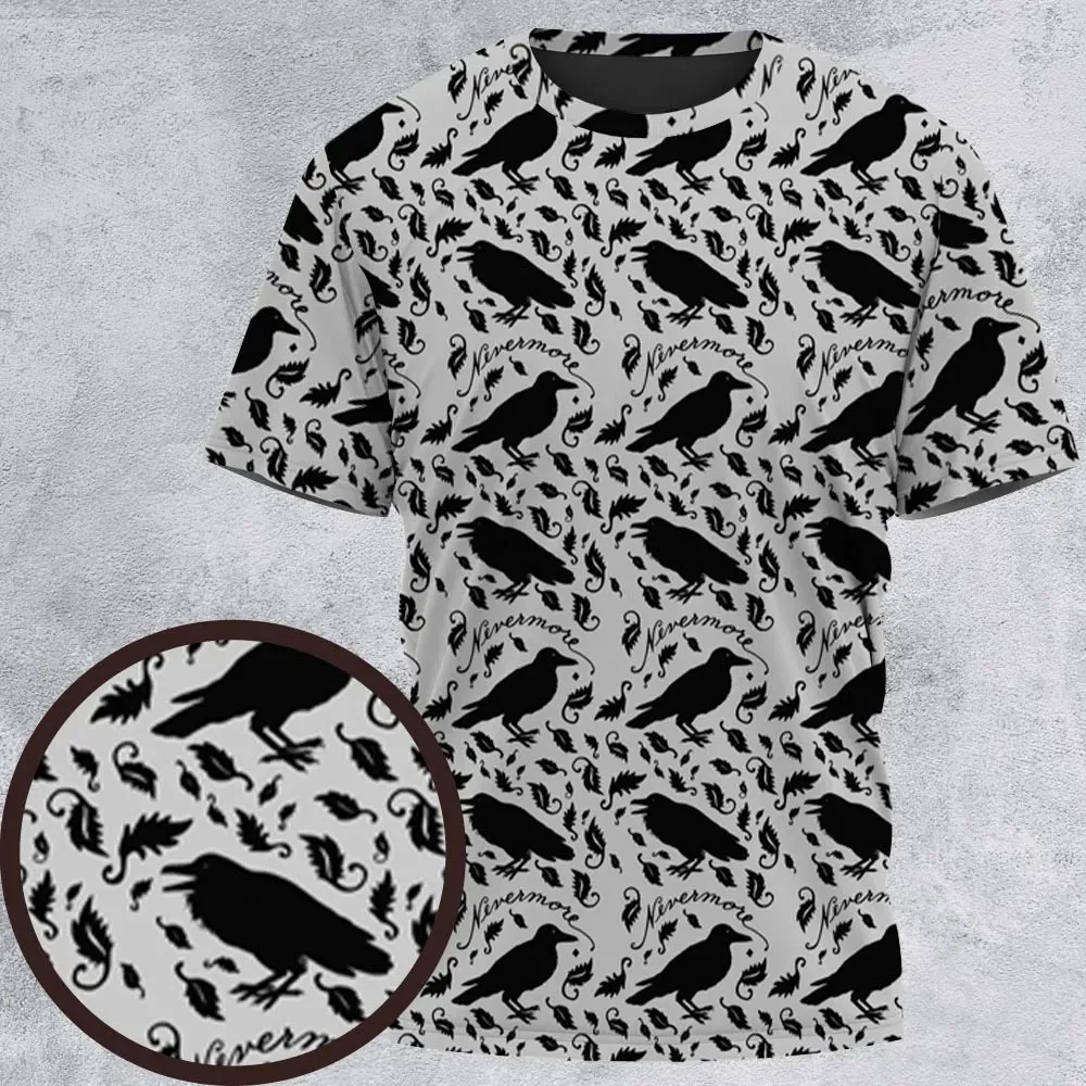 Nevermore The Raven Edgar Allan Poe Pattern All-Over Print Unisex T-Shirt - 2