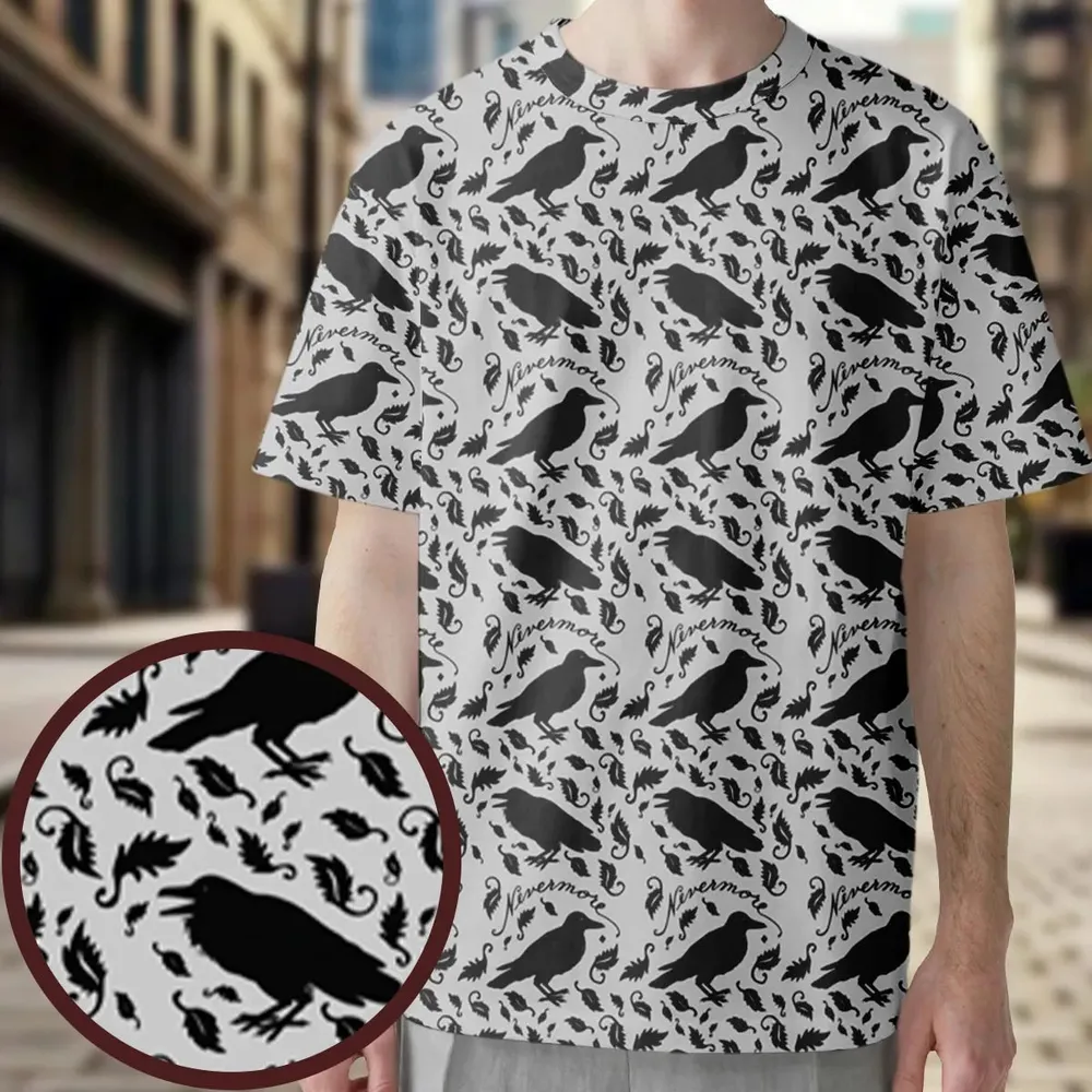 Nevermore The Raven Edgar Allan Poe Pattern All-Over Print Unisex T-Shirt - 4