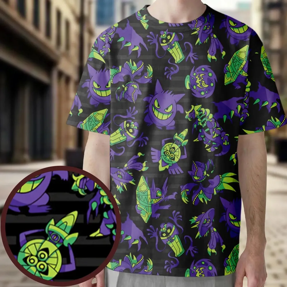 Ghost Type Pokemon Pattern All-Over Print Unisex T-Shirt - 4