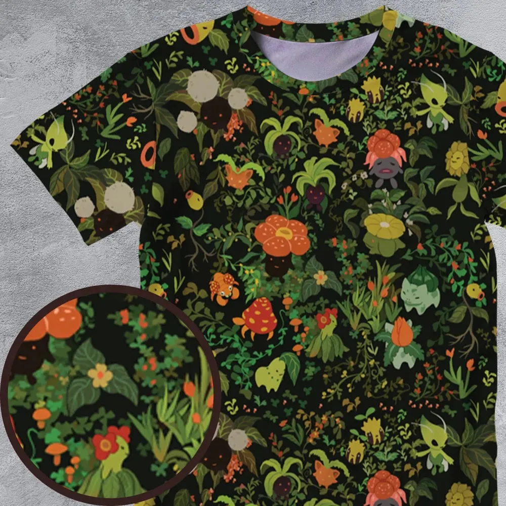 Grass Pokemon Patterns All-Over Print Unisex T-Shirt - 4
